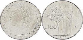 Italien nach 1945
 100 Lire 1965 R Rom. 8,02g. KM 96.1, Gig. 275 stgl