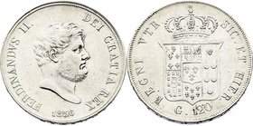 Italien Neapel
Ferdinand II. 1830 - 1859 120 Grana 1856 Neapel. 27,54g. KM 370 ss