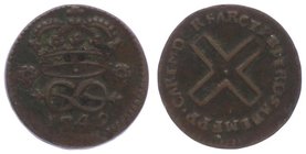Italien Sardinien
Carlo Emanuele II. I 1730 - 1773 Denario 2 di Rame 1749 1,65g. Mont. 83 ss