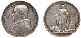 Italien Vatikan
Pius IX. 1846 - 1878 Ag Medaille Anno 5 Rom. 34,68g. kleine Prüfspur im Rand f.vz