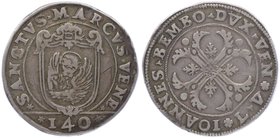 Italien Venedig
Giovanni Bembo 1615 - 1618 Scudo della croce (140 Soldi) o. J. LV (um 1615) Münzmeister Leonardo Vendramin. Venedig. 28,99g. Dav. 423...