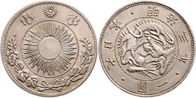 Japan Mutsuhito 1867 - 1912
 Drachen - Dollar 1870 / Jahr 3 Material Probe in Weißmetall oder Fälschung ? , ähnlich wie Japan KM Pn 9/14 Jahr 3 1870 ...