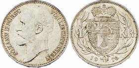 Liechtenstein Johann II. 1858 - 1929
 1 Krone 1910 Wien. 5,00g. KM 2 vz/stgl