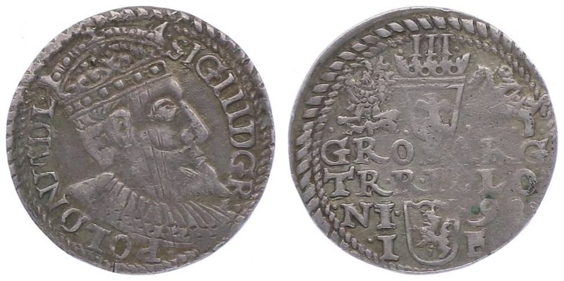 Polen Sigismund III. 1587 - 1632
 Dreigroschen / 3 Groschen 1598 Olkusz. 2,14g....