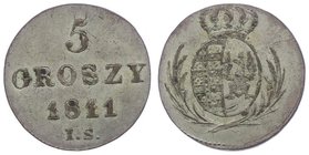 Polen Fürstentum Warschau 1807 - 1815
 5 Groszy 1811 Warschau. 1,90g. Gumowski 2464. vz