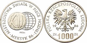 Polen Volksrepublik
 1000 Zloty 1986 PROBE. Warsaw. 16,32g. KM Pr 541 PP