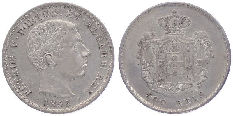 Portugal Pedro V. 1853 - 1861
 500 Reis 1858 12,50g. Gomes 08.02 vz