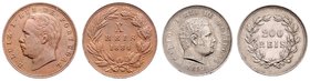 Portugal Carlos I. 1889 - 1908
 Lot 2 Stück X Reis 1884 vz, 200 Reis 1891 ss
