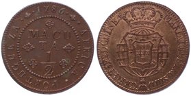 Portugal - Angola
 1/2 Macuta 1786 Lissabon. Gomes 02.03, KM 28. vz/stgl