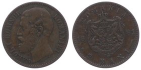 Rumänien Carol I. 1866 - 1914
 2 Bani 1881 Bukarest. 1,90g. Schäffer & Stambuliu 019, KM 11.2 ss/vz