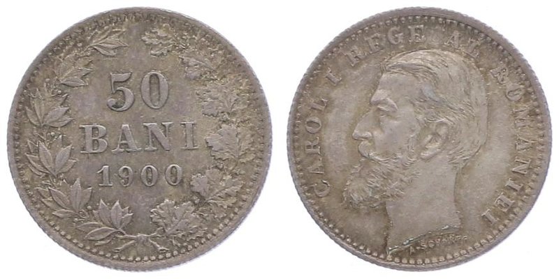 Rumänien Carol I. 1866 - 1914
 50 Bani 1900 Hamburg. 2,50g. Schäffer & Stambuli...