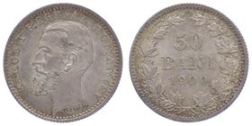 Rumänien Carol I. 1866 - 1914
 50 Bani 1900 Hamburg. 2,50g. Schäffer/Stambuliu 048. f.stgl
