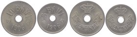 Rumänien Carol I. 1866 - 1914
 5 / 10 Bani 1906 2 Stück. Hamburg. KM 31-32, Schäffer/Stambuliu 059, 058. vz/stgl