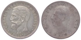 Rumänien Carol I. 1866 - 1914
 1 Leu 1906 40.tes Reg. Jubiläum. Brüssel. 4,96g. Schäffer/Stambuliu 61. ss