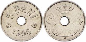 Rumänien Carol I. 1866 - 1914
 5 Bani 1906 2 Stück. Hamburg. a. 2,50g. KM 31 stgl