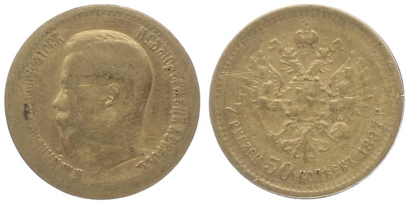 Russland Nikolaus II. 1894 - 1917
 7 1/2 Rubel 1897 St. Petersburg. Bitkin 17, ...