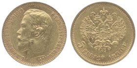 Russland Nikolaus II. 1894 - 1917
 5 Rubel 1899 St. Petersburg. 4,28g vz