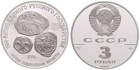 Russland UDSSR
 3 Rubel 1989 Russ. Münze PP