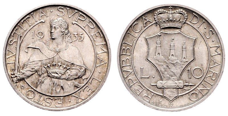 San Marino Republik
 10 Lire 1935 Rom vz/stgl