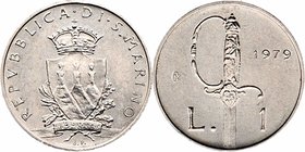 San Marino Republik nach 1945
 1 Lire 1979 Rom. 0,4g. KM 89 stgl