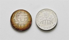 San Marino Republik nach 1945
 Lot 2 Stück 5000 Lire 1998, Millennium, 5000 Lire 1998, Medizin stgl