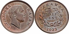 Sarawak
 1/2 Cent 1933 H 2,99g. KM 20 stgl