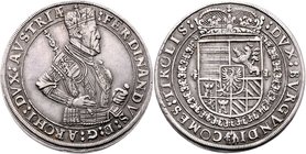 Erzherzog Ferdinand 1564 - 1595
 Taler o. J. Hall. 28,74g. HMB Av. 14-15/II, Rv. 13/III. Walzenschlieren ss/vz