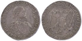 Rudolph II. 1576 - 1612
 Taler 1604 NB Nagybanya. 28,03g. MzA. Seite 90. win. Sf. am Rand ss/ss+