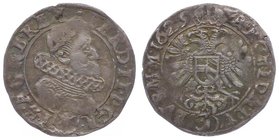 Ferdinand II. als Kaiser 1619 - 1637
 3 Kreuzer 1629 Prag. 1,32g. KM 23 ss