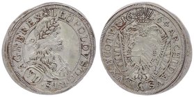 Leopold I. 1657 - 1705
 VI Kreuzer 1664 CA Wien. 3,35g. Her. 1131 ss