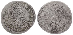 Leopold I. 1657 - 1705
 VI Kreuzer 1691 MM Wien. 3,28g. Her. 1151 f.ss