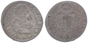 Leopold I. 1657 - 1705
 VI Kreuzer 1665 CA Wien. 3,13g. Her. 1133 vz
