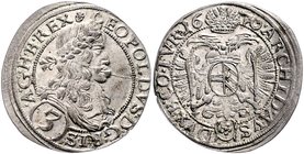 Leopold I. 1657 - 1705
 3 Kreuzer 1670 Wien. 1,99g. Her. 1317. Kratzer im Avers vz/stgl