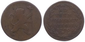 Belgischer Aufstand 1789 - 1790
 2 Liards 1790 Brüssel. 6,44g. Her. 7 f.ss