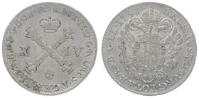Leopold II. als Kaiser 1790 - 1792
 XIV Liards 1791 Brüssel. 2,56g. Her. 90 ss/vz