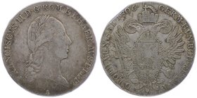 Franz II. 1792 - 1806
 Taler 1806 A Wien. 27,94g. Her. 279. Zainende ss