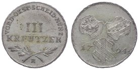 Franz II. 1792 - 1806
 III Kreuzer 1794 H Günzburg. 1,40g. Her. 945 vz