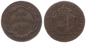 Franz II. 1792 - 1806
 Kreuzer 1803 H Günzburg. 5,48g. Her. vz