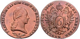 Franz II. 1792 - 1806
 6 Kreuzer 1800 S Schmöllnitz. 15,79g. Her. 1037 vz