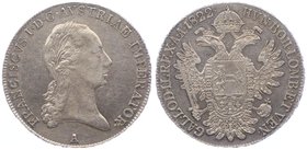 Franz I. 1806 - 1835
 1/2 Taler 1822 A Wien. 13,99g. Fr. 236 vz/stgl
