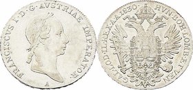 Franz I. 1806 - 1835
 1/2 Taler 1830 A Wien. 14,00g. Fr. 262 vz