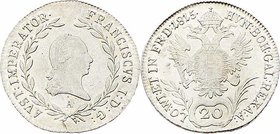 Franz I. 1806 - 1835
 20 Kreuzer 1815 A Wien. 6,71g. Fr. 308 stgl