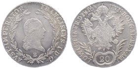 Franz I. 1806 - 1835
 20 Kreuzer 1815 B Kremnitz. Fr. 309 stgl