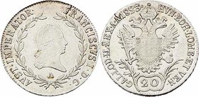 Franz I. 1806 - 1835
 20 Kreuzer 1823 A Wien. 6,71g. Fr. 342. min. just. f.stgl