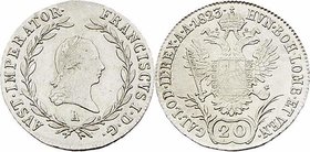 Franz I. 1806 - 1835
 20 Kreuzer 1823 A Wien. 6,71g. Fr. 342 vz
