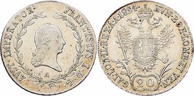 Franz I. 1806 - 1835
 20 Kreuzer 1824 A Wien. 6,72g. Fr. 347 vz