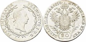 Franz I. 1806 - 1835
 20 Kreuzer 1830 C Prag. 6,68g. Fr. 372 f.stgl/stgl