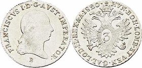 Franz I. 1806 - 1835
 3 Kreuzer 1820 B Kremnitz. 1,67g. Fr. 469 stgl