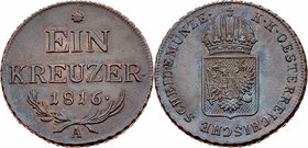 Franz I. 1806 - 1835
 Kreuzer 1816 A Wien. 8,61g. Fr. 530 vz/stgl