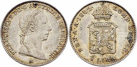 Franz I. 1806 - 1835
 1/2 Lira 1822 M Mailand. 2,19g. Fr. 654. win. Kratzer im Rv. vz